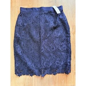 Ann Taylor Navy Lace Skirt Curvy Fit Sz 8 Romantic New NWT Lined Knee